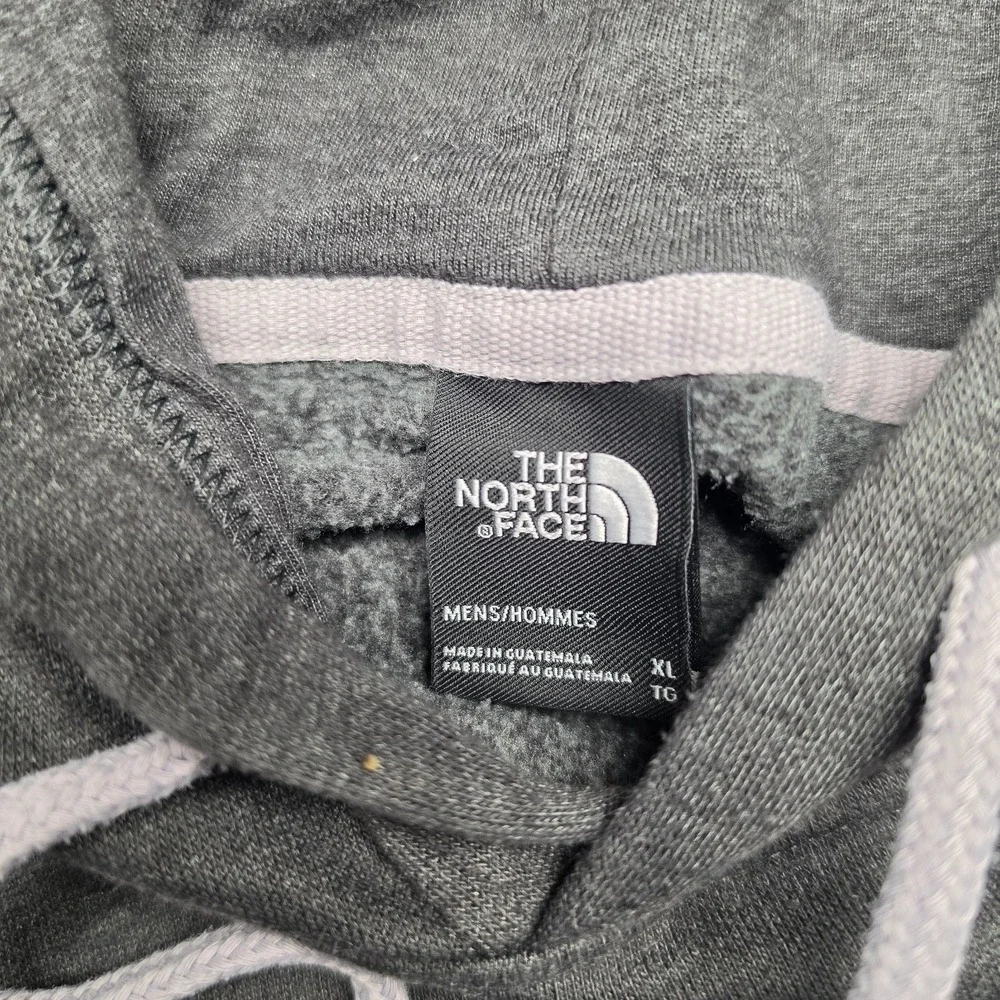 The North Face Hoodie Mens XL Charcoal Grey Yellow Box Graphic Pullover Fleece